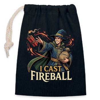 Ich zaubere Feuerball – lustige Zauberer-Fantasie & Gaming - Verschließbarer Geschenkbeutel aus Baumwolle (14x20cm) - Navy - Vorne