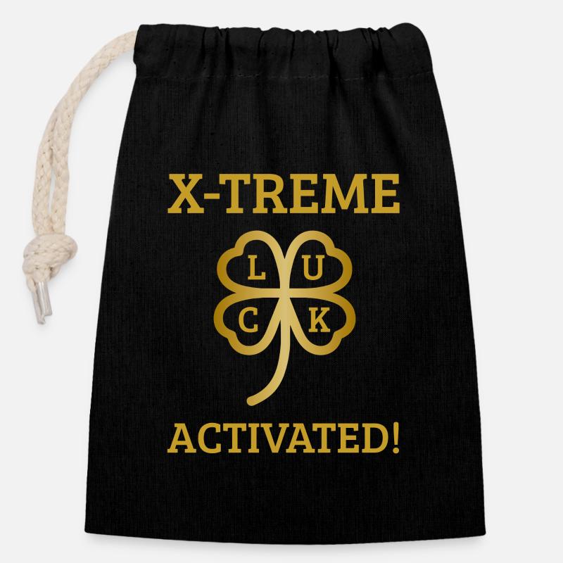 Xtreme Luck activé - Sac cadeau en coton avec cordon (14 x 20 cm) - noir