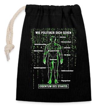 System error taxpayer - matrix dismantling plan - Closable cotton gift bag (14x20cm) - black - Front