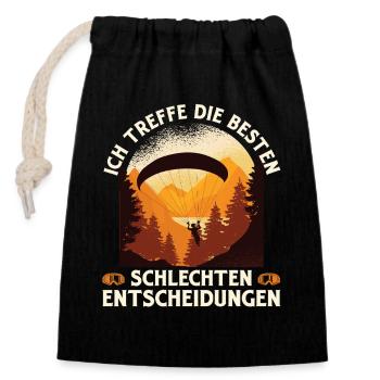 Gleitschirm ICH TREFFE DIE BESTEN SCHLECHTEN - Verschließbarer Geschenkbeutel aus Baumwolle (14x20cm) - Schwarz - Vorne