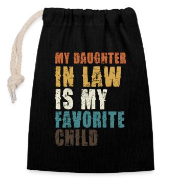 Daughter-in-law Favorite Child Shirt - Closable cotton gift bag (14x20cm) - black - Front