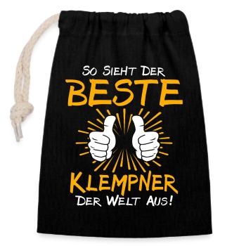 Klempner Geschenkidee - Verschließbarer Geschenkbeutel aus Baumwolle (14x20cm) - Schwarz - Vorne