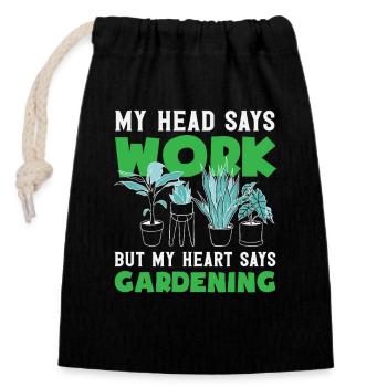 Cœur de plantes amateurs de plantes Plantes Fleurs - Sac cadeau en coton avec cordon (14 x 20 cm) - noir - Devant