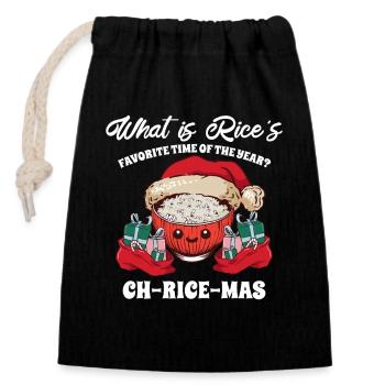 Reis Weihnachten Ch-Rice-Mas Essen Festliche Tage - Verschließbarer Geschenkbeutel aus Baumwolle (14x20cm) - Schwarz - Vorne