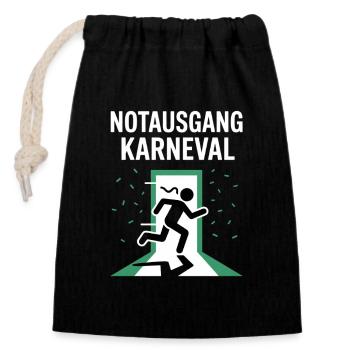 Notausgang Karneval Flucht Für Karnevalsmuffel - Verschließbarer Geschenkbeutel aus Baumwolle (14x20cm) - Schwarz - Vorne