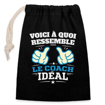 So sieht der ideale Coach aus: Humor - Verschließbarer Geschenkbeutel aus Baumwolle (14x20cm) - Schwarz - Vorne