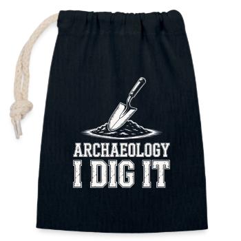 Archaeology I Dig It - Closable cotton gift bag (14x20cm) - navy - Front