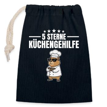 5 Star Kitchen Assistant Marmot Chef - Closable cotton gift bag (14x20cm) - navy - Front