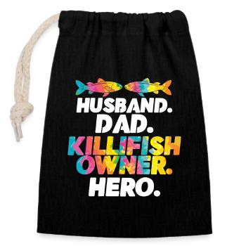 Toothcarp Killfish Toothballs Husband Dad - Closable cotton gift bag (14x20cm) - black - Front