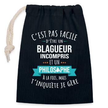 Joker-Philosoph missverstanden Humor - Verschließbarer Geschenkbeutel aus Baumwolle (14x20cm) - Navy - Vorne