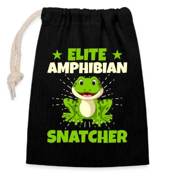 Trape-grenouilles, Grenouille d’élite, Griffe d’élite pour les ramasser d’amphibiens, - Sac cadeau en coton avec cordon (14 x 20 cm) - noir - Devant