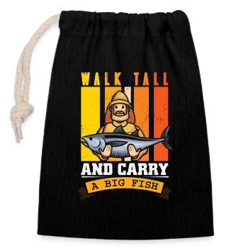 Angler Fisherman Petri Disciple Saying Fishing Funny - Closable cotton gift bag (14x20cm) - black - Front