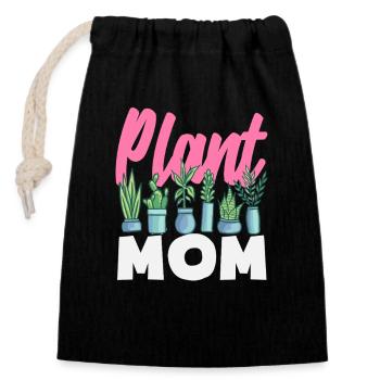 Amateur de plantes Maman plantes Fleurs succulentes - Sac cadeau en coton avec cordon (14 x 20 cm) - noir - Devant