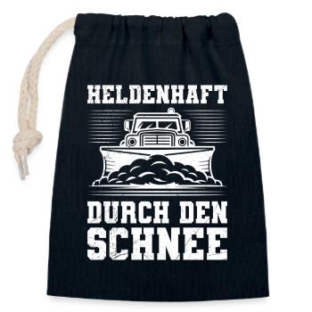 Snow clearing HEROICALLY THROUGH THE SNOW - Closable cotton gift bag (14x20cm) - navy - Front