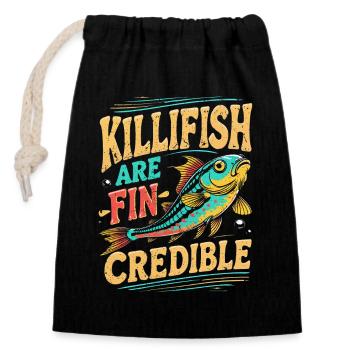Toothcarp Killfish Toothed carp - Closable cotton gift bag (14x20cm) - black - Front