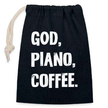 GOD PIANO COFFEE Typographie - Sac cadeau en coton avec cordon (14 x 20 cm) - bleu marine - Devant