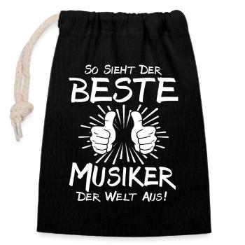 Meilleur Musicien - Sac cadeau en coton avec cordon (14 x 20 cm) - noir - Devant