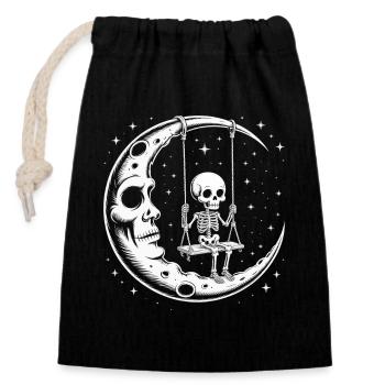 Moon Swing Skeleton - Closable cotton gift bag (14x20cm) - black - Front