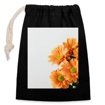 Daisy Orange Floral - Closable cotton gift bag (14x20cm) - black - Front