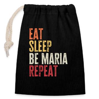 Eat Sleep Be Maria Repeat Retro Name - Closable cotton gift bag (14x20cm) - black - Front
