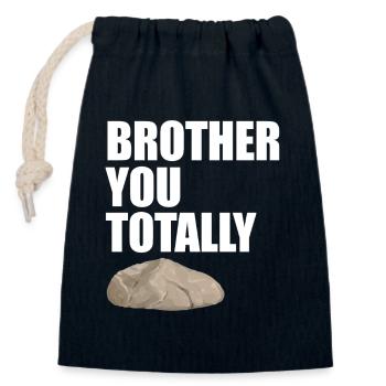 Bruder, du rockst total lustiges Wortspiel-Geschenk - Verschließbarer Geschenkbeutel aus Baumwolle (14x20cm) - Navy - Vorne