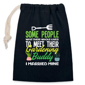Plant Lover Gardening Buddy Gardener - Closable cotton gift bag (14x20cm) - navy - Front
