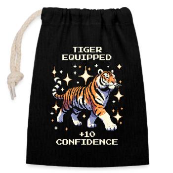 Tiger Loadout: +10 Confidence | Tiger - Closable cotton gift bag (14x20cm) - black - Front