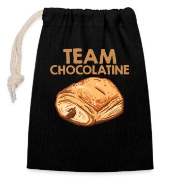 Team Chocolatine Pain au Chocolat Bäckerei - Verschließbarer Geschenkbeutel aus Baumwolle (14x20cm) - Schwarz - Vorne