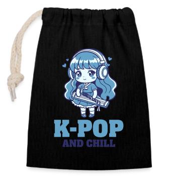 K-Pop AND CHILL Musique coréenne Anime Girl Love - Sac cadeau en coton avec cordon (14 x 20 cm) - noir - Devant