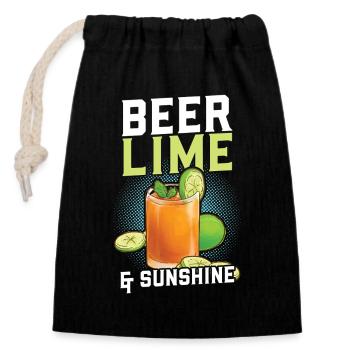 Bier Limette Sunshine - Verschließbarer Geschenkbeutel aus Baumwolle (14x20cm) - Schwarz - Vorne