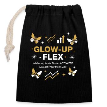 Glow-Up Flex Metamorphosis Mode Personal Growth - Closable cotton gift bag (14x20cm) - black - Front