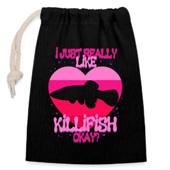 Toothcarp Killfish Toothed carp - Closable cotton gift bag (14x20cm) - black - Front