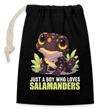 Feuersalamander Salamander - Verschließbarer Geschenkbeutel aus Baumwolle (14x20cm) - Schwarz - Vorne