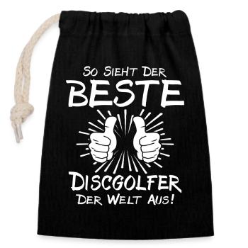 Bester Discgolfer - Verschließbarer Geschenkbeutel aus Baumwolle (14x20cm) - Schwarz - Vorne