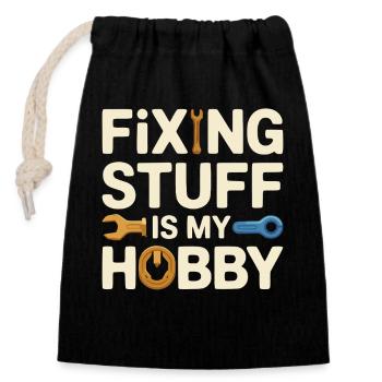 Réparer des trucs est mon hobby - Sac cadeau en coton avec cordon (14 x 20 cm) - noir - Devant