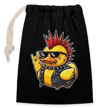 Punkente mit Spike-Sonnenbrille - Verschließbarer Geschenkbeutel aus Baumwolle (14x20cm) - Schwarz - Vorne