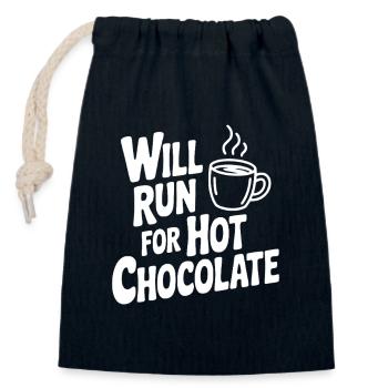 Courra pour le chocolat chaud - Sac cadeau en coton avec cordon (14 x 20 cm) - bleu marine - Devant