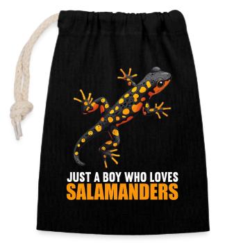 Feuersalamander Salamander - Verschließbarer Geschenkbeutel aus Baumwolle (14x20cm) - Schwarz - Vorne