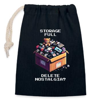 Speicher voll: Nostalgie löschen? | Ausmisten - Verschließbarer Geschenkbeutel aus Baumwolle (14x20cm) - Navy - Vorne