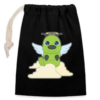 Ailes d’ange chenille - Sac cadeau en coton avec cordon (14 x 20 cm) - noir - Devant