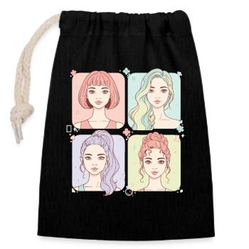 Kpop Coréen, Pop Anime mignon, Fille de Corée, Musique d’amour - Sac cadeau en coton avec cordon (14 x 20 cm) - noir - Devant
