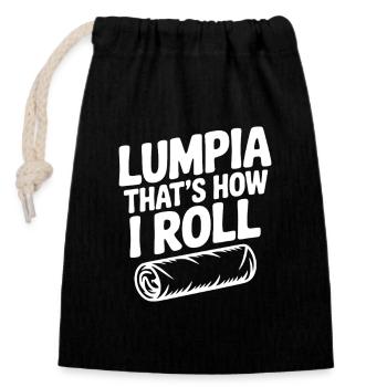 Lumpia C’est comme ça que je roule - Sac cadeau en coton avec cordon (14 x 20 cm) - noir - Devant