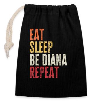 Mange, dors, sois Diana, répète le nom rétro - Sac cadeau en coton avec cordon (14 x 20 cm) - noir - Devant