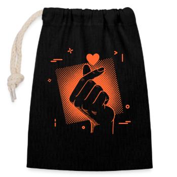 Kpop Musique coréenne Doigt Cœur Mignonne Pop coréenne - Sac cadeau en coton avec cordon (14 x 20 cm) - noir - Devant