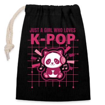 Juste une fille qui adore la musique coréenne mignonne de la K-pop - Sac cadeau en coton avec cordon (14 x 20 cm) - noir - Devant