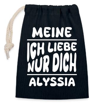 Dear Alyssia, - Closable cotton gift bag (14x20cm) - navy - Front