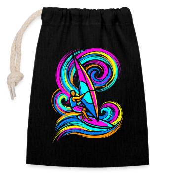 Windsurfing - Closable cotton gift bag (14x20cm) - black - Front