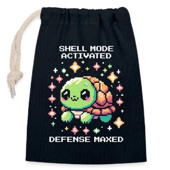 Mode char actif | Tortue - Sac cadeau en coton avec cordon (14 x 20 cm) - bleu marine - Devant
