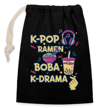 K-Pop Ramen Boba K Drame Musique coréenne Fans de Kpop - Sac cadeau en coton avec cordon (14 x 20 cm) - noir - Devant