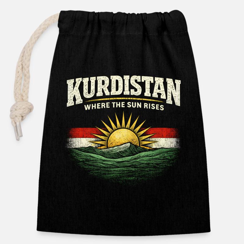 Kurdistan Where The Sun Rises Kurde Kurden - Verschließbarer Geschenkbeutel aus Baumwolle (14x20cm) - Schwarz